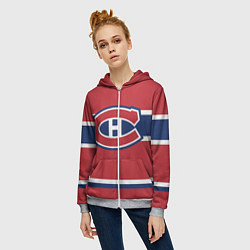 Толстовка на молнии женская Montreal Canadiens, цвет: 3D-меланж — фото 2