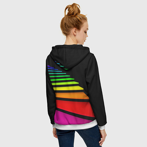 Женская толстовка на молнии Радужная лестница / 3D-Белый – фото 4