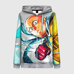 Толстовка на молнии женская One Punch Man Rage, цвет: 3D-меланж