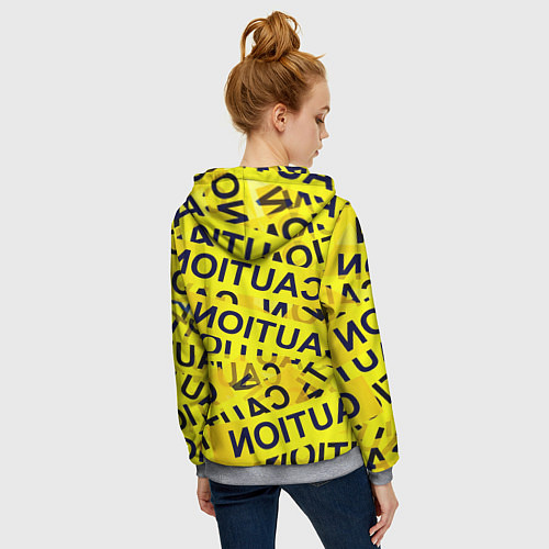 Женская толстовка на молнии Caution / 3D-Меланж – фото 4