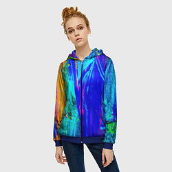 Толстовка на молнии женская Разводы красок, цвет: 3D-синий — фото 2