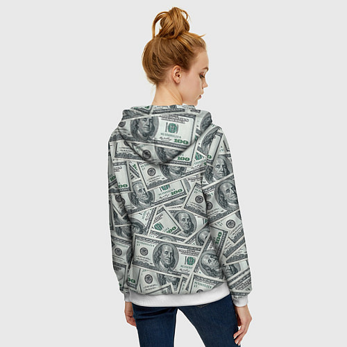 Женская толстовка на молнии Банкноты / 3D-Белый – фото 4