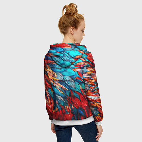 Женская толстовка на молнии Перья / 3D-Белый – фото 4