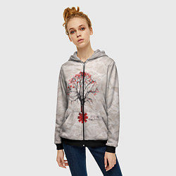 Толстовка на молнии женская RHCP: Red Tree, цвет: 3D-черный — фото 2