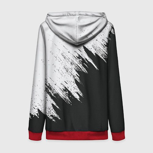 Женская толстовка на молнии Черно-белый разрыв / 3D-Красный – фото 2