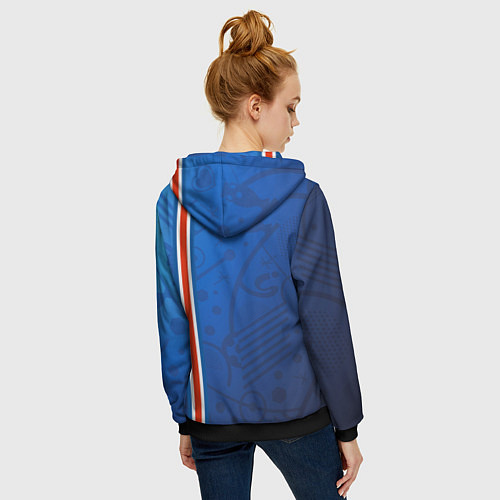 Женская толстовка на молнии Сборная Исландии по футболу / 3D-Черный – фото 4