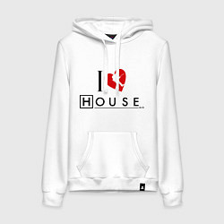 Толстовка-худи хлопковая женская I love House MD, цвет: белый