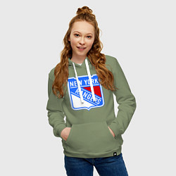 Толстовка-худи хлопковая женская New York Rangers, цвет: авокадо — фото 2