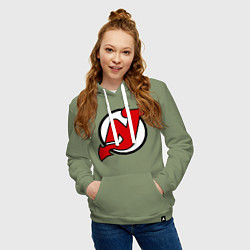 Толстовка-худи хлопковая женская New Jersey Devils, цвет: авокадо — фото 2
