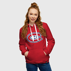 Толстовка-худи хлопковая женская Montreal Canadiens, цвет: красный — фото 2