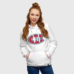Толстовка-худи хлопковая женская Montreal Canadiens, цвет: белый — фото 2