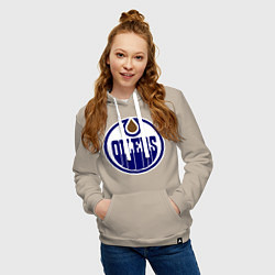 Толстовка-худи хлопковая женская Edmonton Oilers, цвет: миндальный — фото 2
