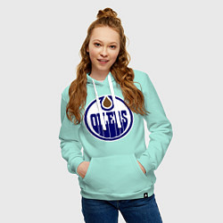 Толстовка-худи хлопковая женская Edmonton Oilers цвета мятный — фото 2