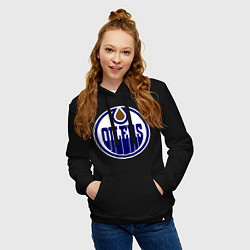 Толстовка-худи хлопковая женская Edmonton Oilers, цвет: черный — фото 2