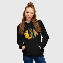 Толстовка-худи хлопковая женская Chicago Blackhawks: Kane, цвет: черный — фото 2