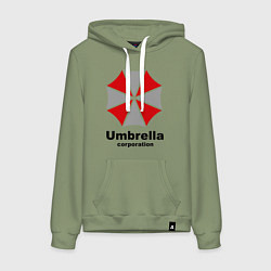 Толстовка-худи хлопковая женская Umbrella corporation, цвет: авокадо