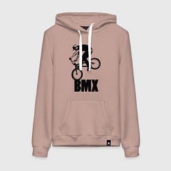 Толстовка-худи хлопковая женская BMX 3, цвет: пыльно-розовый