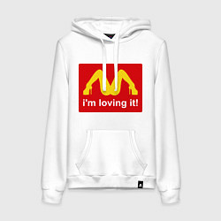 Толстовка-худи хлопковая женская Im lovin it!, цвет: белый