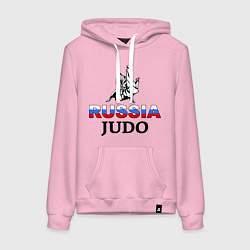 Толстовка-худи хлопковая женская Russia judo, цвет: светло-розовый