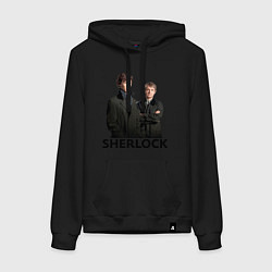 Толстовка-худи хлопковая женская Sherlock, цвет: черный