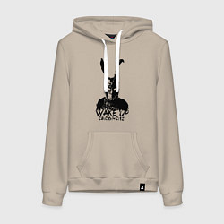 Толстовка-худи хлопковая женская Wake Up 28:06:42:12, цвет: миндальный