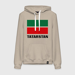 Толстовка-худи хлопковая женская Флаг Татарстана, цвет: миндальный