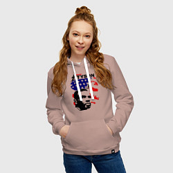 Толстовка-худи хлопковая женская Mike Tyson: USA Boxing, цвет: пыльно-розовый — фото 2