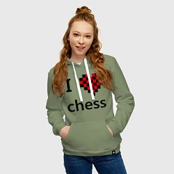 Толстовка-худи хлопковая женская I love chess, цвет: авокадо — фото 2