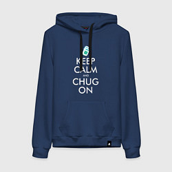 Толстовка-худи хлопковая женская Keep Calm & Chug on, цвет: тёмно-синий