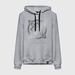Толстовка-худи хлопковая женская Звезда Сварога: серебро, цвет: меланж
