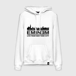 Толстовка-худи хлопковая женская Eminem: Live from NY, цвет: белый