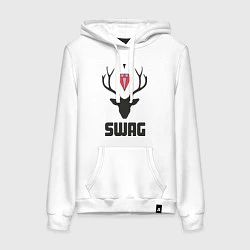 Толстовка-худи хлопковая женская SWAG Deer, цвет: белый