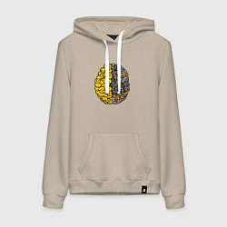 Толстовка-худи хлопковая женская Мозг инженера, цвет: миндальный