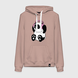 Женская толстовка-худи Panda in headphones панда в наушниках