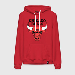 Толстовка-худи хлопковая женская Chicago Bulls цвета красный — фото 1