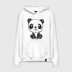 Толстовка-худи хлопковая женская Малыш панда, цвет: белый