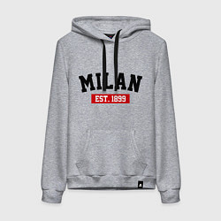 Толстовка-худи хлопковая женская FC Milan Est. 1899, цвет: меланж