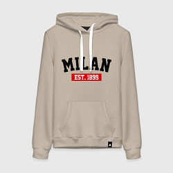 Толстовка-худи хлопковая женская FC Milan Est. 1899, цвет: миндальный