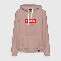 Толстовка-худи хлопковая женская Senpai Supreme, цвет: пыльно-розовый