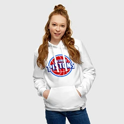 Толстовка-худи хлопковая женская Detroit Pistons - logo, цвет: белый — фото 2