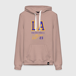 Толстовка-худи хлопковая женская Lebron 23: Los Angeles, цвет: пыльно-розовый