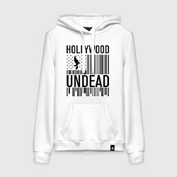 Толстовка-худи хлопковая женская Hollywood Undead: flag, цвет: белый