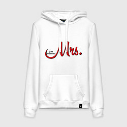 Толстовка-худи хлопковая женская Mrs: Just married, цвет: белый