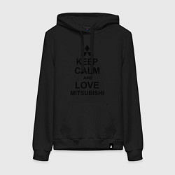 Толстовка-худи хлопковая женская Keep Calm & Love Mitsubishi, цвет: черный
