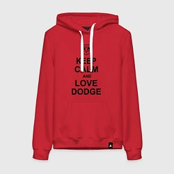 Толстовка-худи хлопковая женская Keep Calm & Love Dodge, цвет: красный