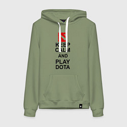 Толстовка-худи хлопковая женская Keep Calm & Play Dota, цвет: авокадо