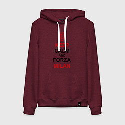 Толстовка-худи хлопковая женская Keep Calm & Forza Milan, цвет: меланж-бордовый