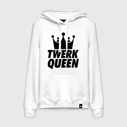 Толстовка-худи хлопковая женская Twerk Queen, цвет: белый