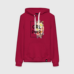 Толстовка-худи хлопковая женская GRL PWR, цвет: маджента