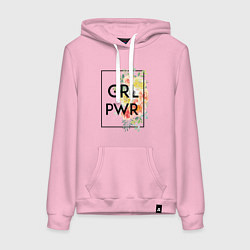 Толстовка-худи хлопковая женская GRL PWR, цвет: светло-розовый